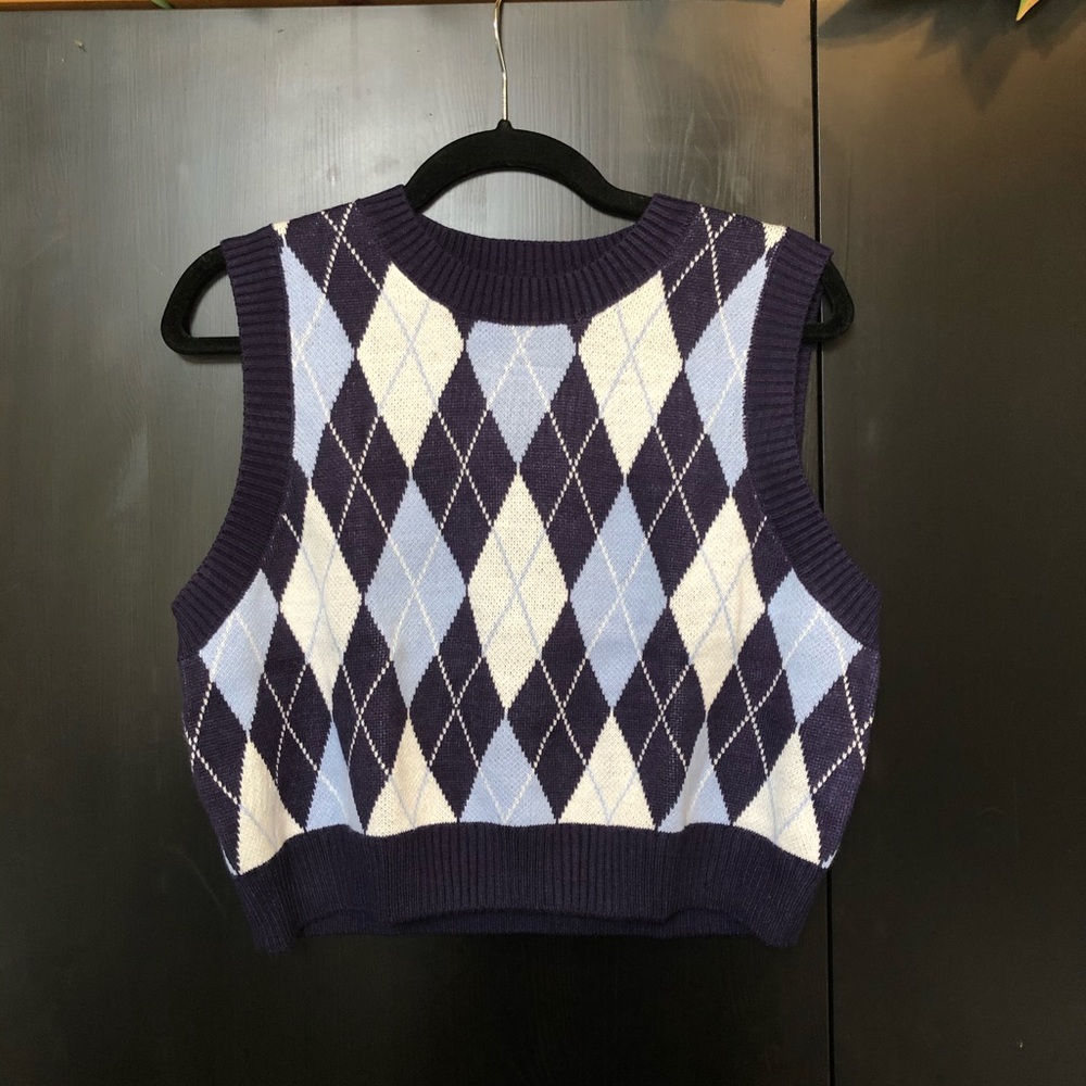 Argyle Cropped Sweater Vest